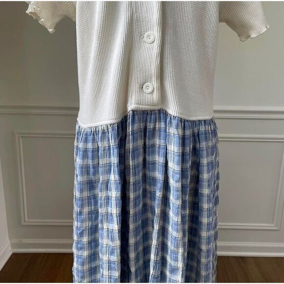 Vintage 80s 90s Barbara Lesser Maxi Dress Cottagecore Thermal Seersucker Cabinco - Picture 3 of 11